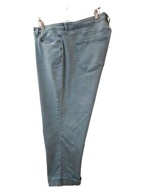 Kut from the Kloth Women's AMY Crop Straight Leg Jeans Plus Size 22W Teal Color